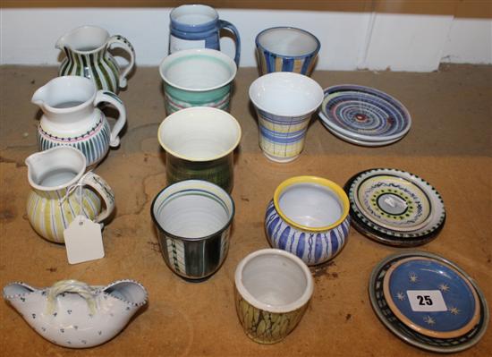 Twelve Rye pottery vessels and seven similar dishes